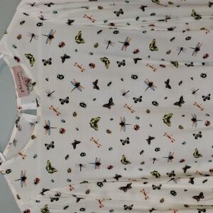 Philosophy White Blouse with Colorful Insect Design